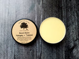 4 ounce Mahogany & Teakwood beard balm. Scented with Mahogany & Teakwood fragrance oil.