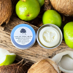 Coconut Lime Verbena scented solid lotion bar