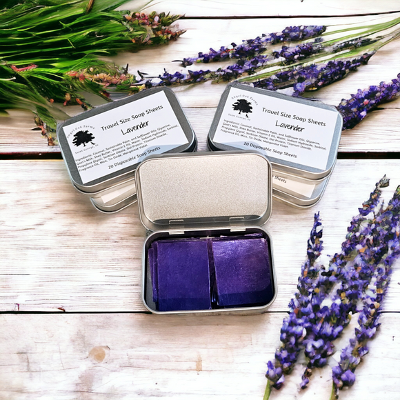 Lavender scented soap sheets for travel