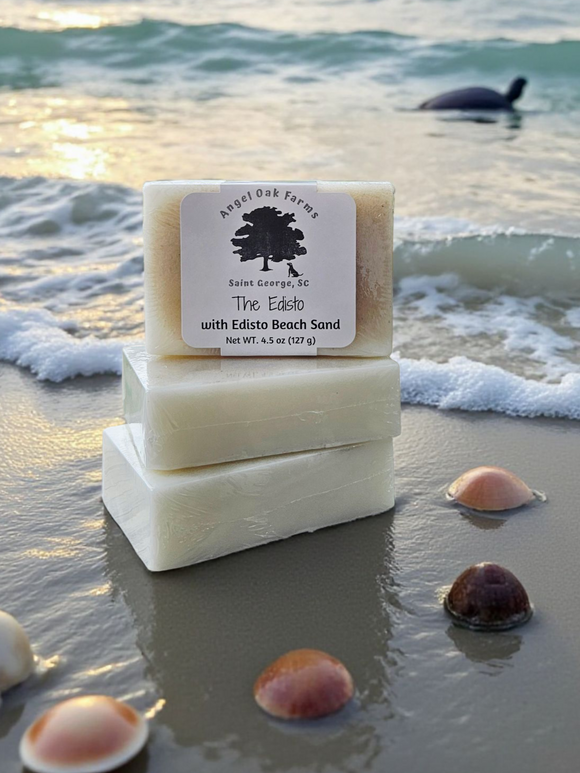 The Edisto. Handmade soap with sand from Edisto beach and scented in Coppertone Fragrance Oil.